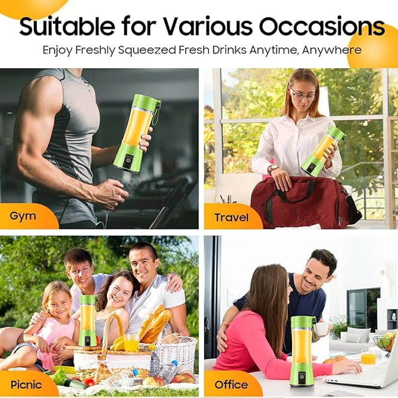 Licuadora de jugos doméstica de 380 ml, mini licuadora eléctrica, licuadora de batidos recargable por USB, licuadora portátil, electrodomésticos para el hogar