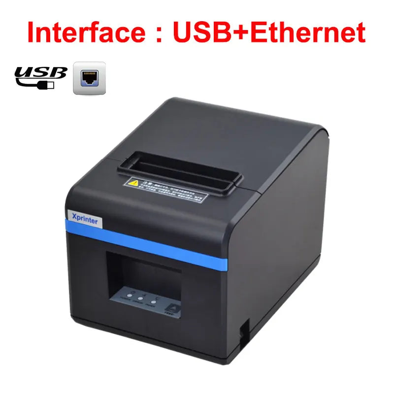 Impresora térmica de recibos Xprinter de 80mm con cortador automático velocidad de impresión de 200 mm/s con USB + Ethernet/Bluetooth/wifi XP-N160II 80T T80A