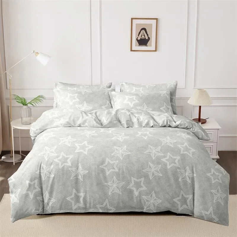 Funda nórdica cepillada estampada, funda de almohada, juego de tres piezas, funda de cama de tela respetuosa con la piel de alta calidad (sin sábana), 3 uds.
