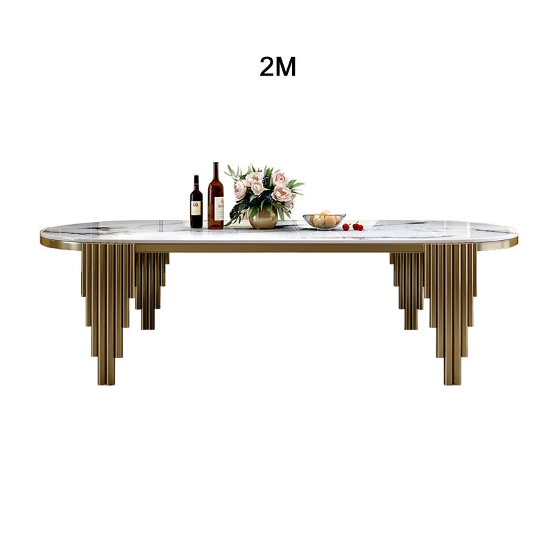 Juego de comedor de acero inoxidable, muebles para el hogar, mesa de comedor de mármol moderna