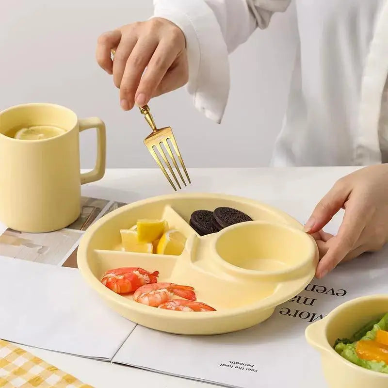 Plato Redondo para Frutas y Ensaladas, Bandeja para Desayuno, Aperitivos, Salsas, Platos para Cena, Postres y Tartas, Vajilla de Cocina