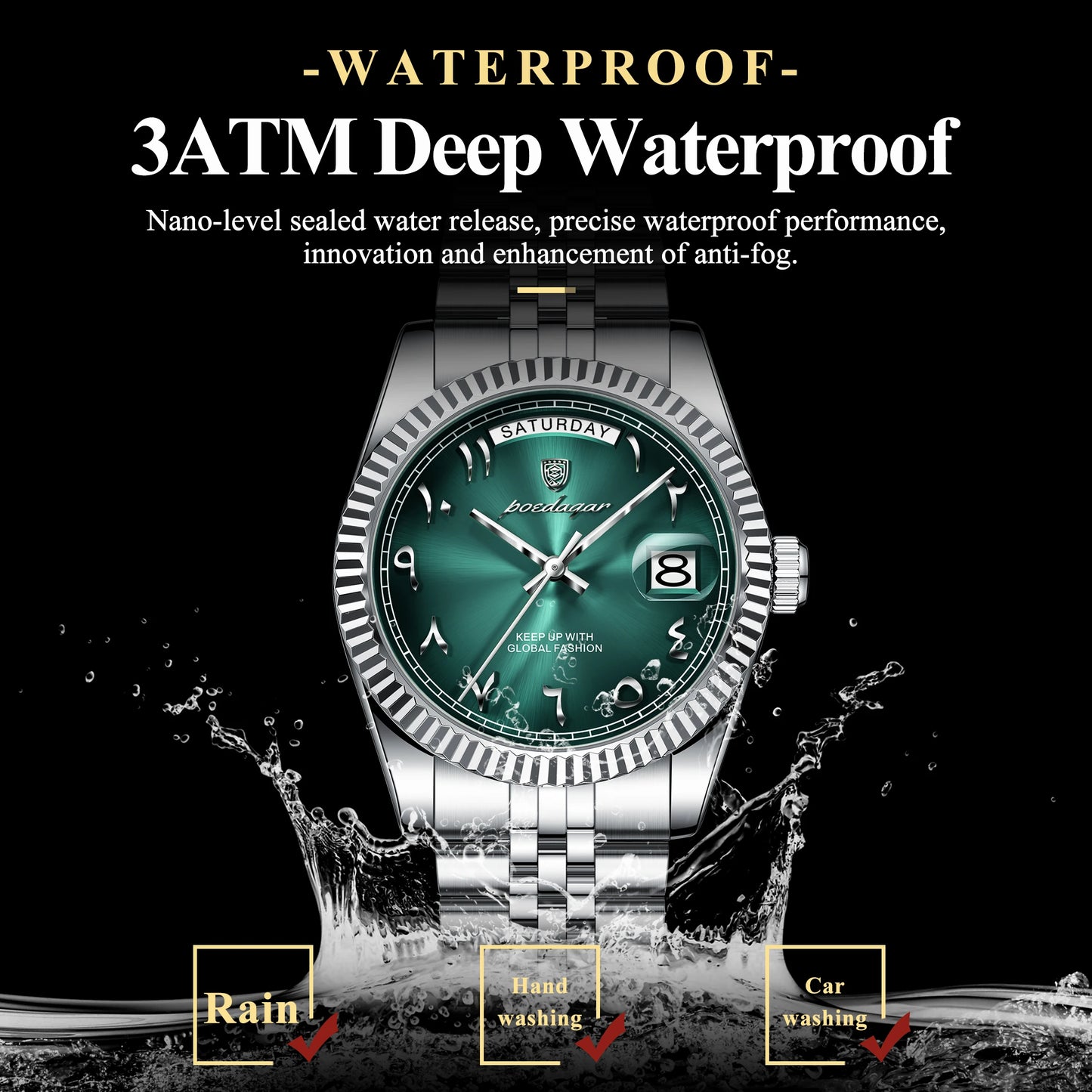 Reloj de Pulsera para Hombre de la Marca POEDAGAR, a la Moda, Resistente al Agua, con Fecha y Día de la Semana, Reloj de Negocios para Hombre, de Acero Inoxidable, de Alta Calidad, de Cuarzo
