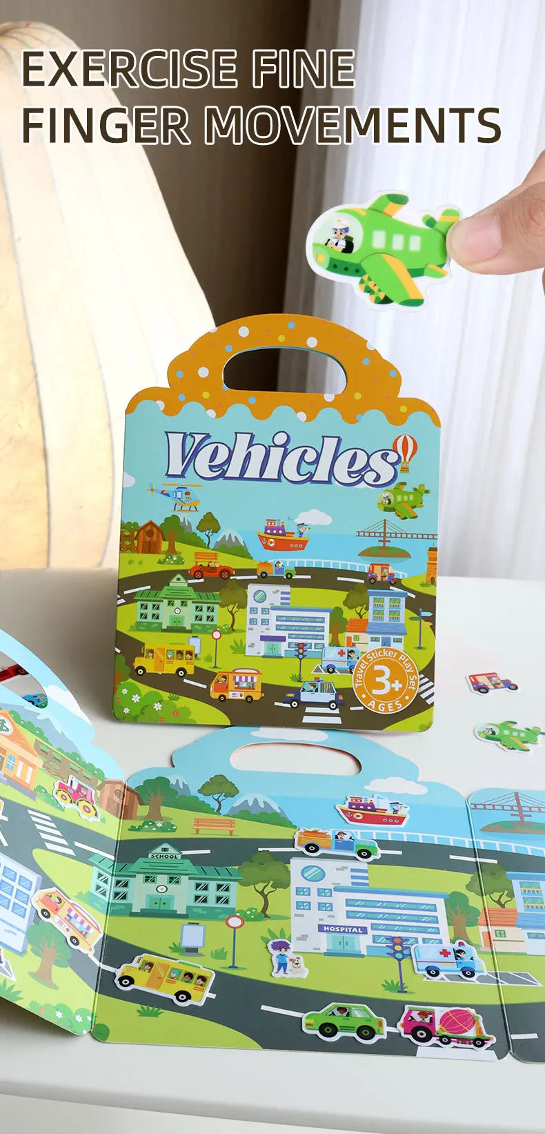 1 libro de pegatinas de gelatina, libro silencioso, diversión DIY para pegatinas de escena para niños, libro de pegatinas de rompecabezas de pasta repetidamente