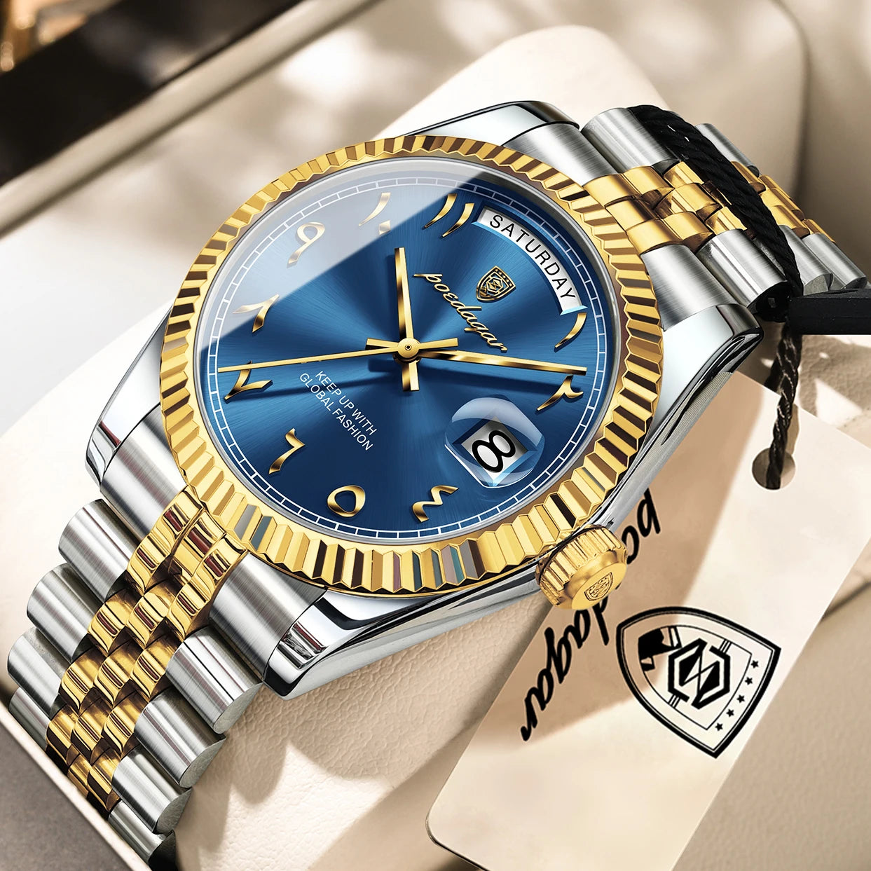 Reloj de Pulsera para Hombre de la Marca POEDAGAR, a la Moda, Resistente al Agua, con Fecha y Día de la Semana, Reloj de Negocios para Hombre, de Acero Inoxidable, de Alta Calidad, de Cuarzo