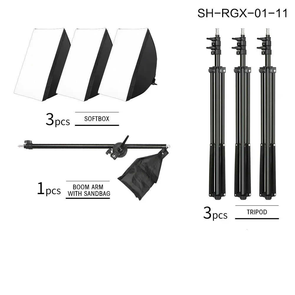 Kit de iluminación Softbox de 20w/30w/40w, Kit de iluminación de fotografía continua, bombilla E27, equipo de luces de estudio fotográfico para sesión de fotos