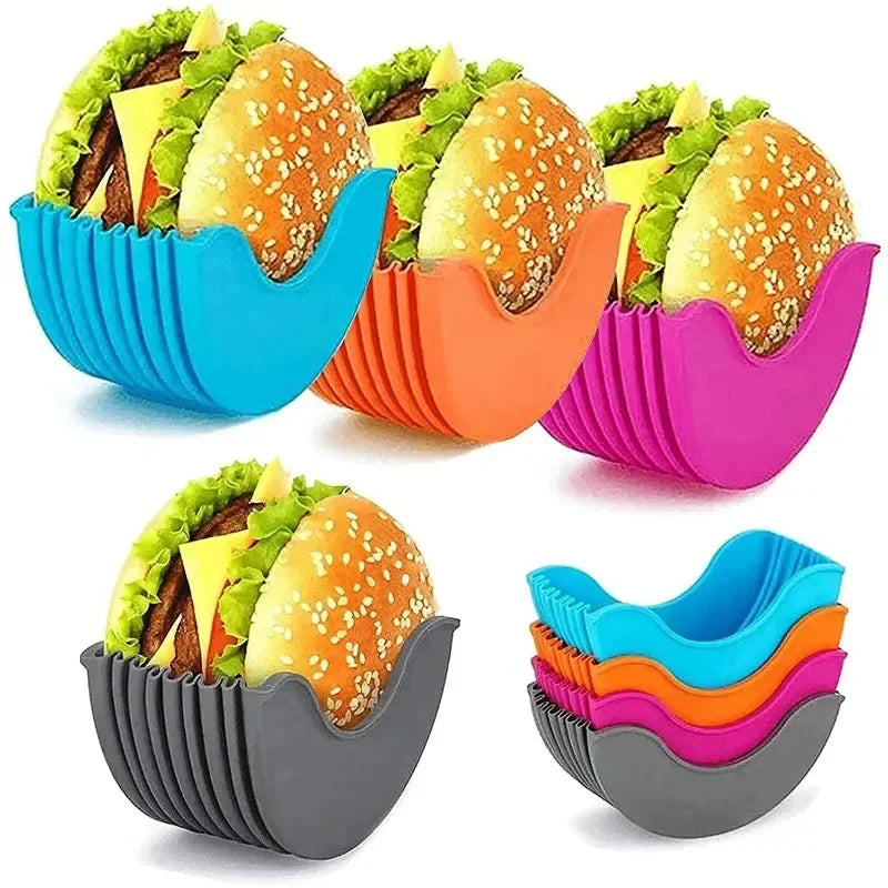 Estante para hamburguesas reutilizable, dispositivos útiles, marco de silicona, soporte para herramientas, estante de almacenamiento, organizador de cocina, herramientas, barra de comedor LI, 1-4 Uds.