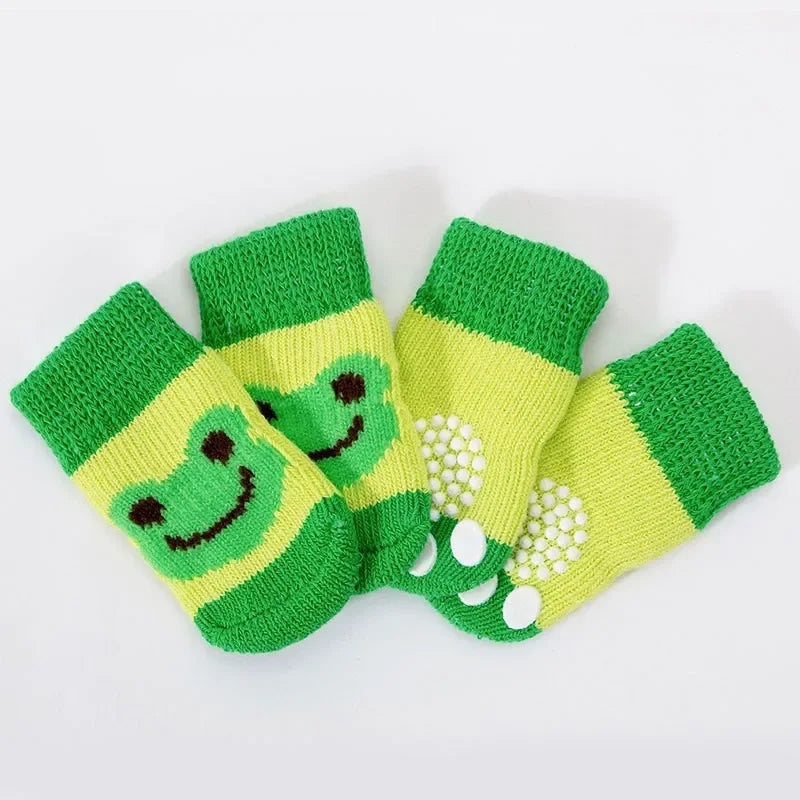 4Pcs/Set Pet Socks Anti Slip Dog Foot Cover Set Teddy Dog Shoes Set 4 Dogs Socks Puppy Socks Dogs Shoes for Small Dogs