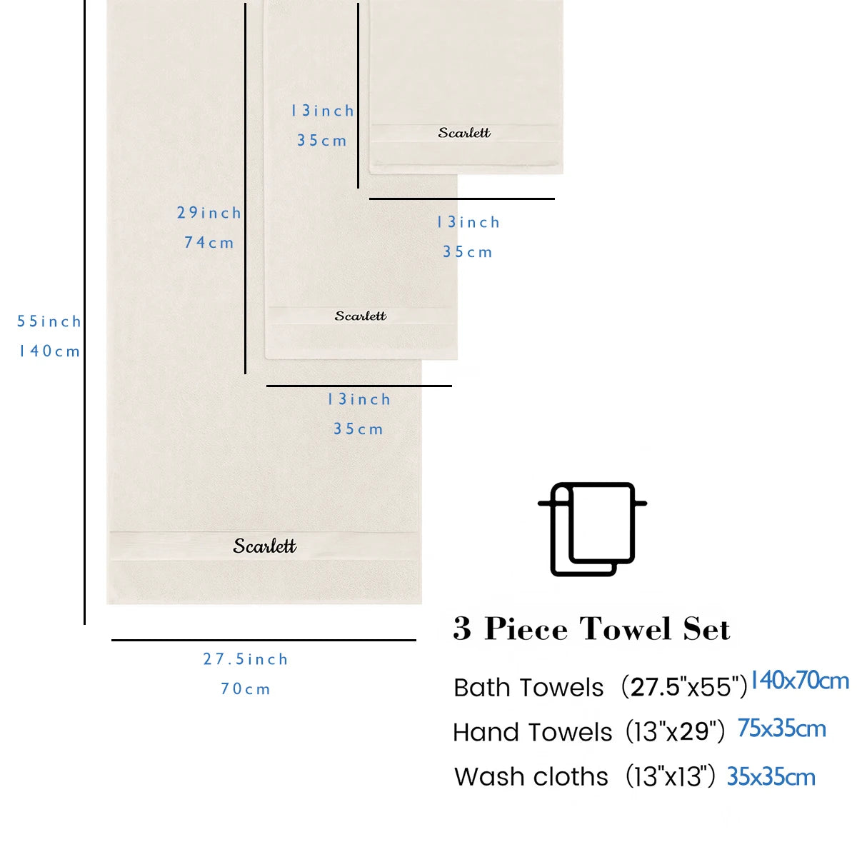Toalla de mano bordada con patrón personalizado, Toalla de baño con nombre personalizado, juego de toallas personalizadas, súper absorbente, 100% puro, 1 ud.