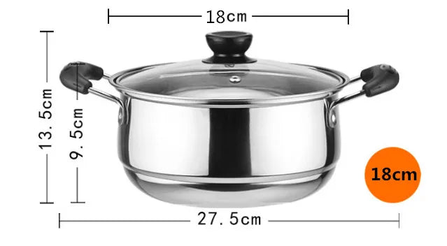 Olla de acero inoxidable, olla para sopa de doble fondo, cocina no magnética, utensilios de cocina multiusos, sartén antiadherente, Cocina de Inducción, olla usada
