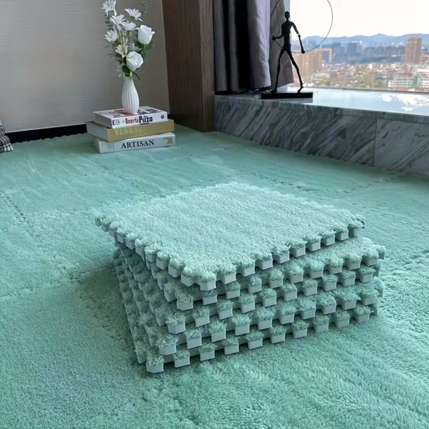Alfombra de juego de felpa para bebés de 4-20 piezas, sin BPA, entrelazado, DIY, alfombra de juego para niños, decoración del hogar, alfombra de protección del suelo