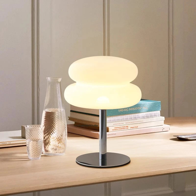 Lámpara de mesa, lámparas de dormitorio, enchufe USB, lámpara de mesa LED con forma de seta, iluminación ambiental para sala de estar y comedor (no de vidrio)