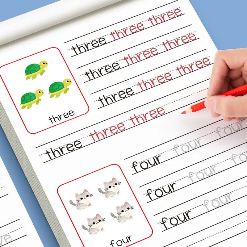 Libro de práctica de escritura a mano para niños de 32 páginas, letras del alfabeto inglés, libro de entrenamiento para trazar y escribir, libro de trabajo para la educación temprana de los niños, aprendizaje de la escr