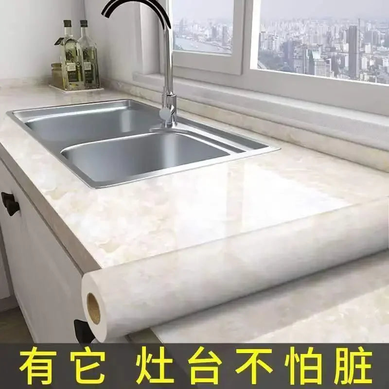 Papel tapiz adhesivo de pared de 80cm de ancho, lámina impermeable a prueba de aceite, pegatina decorativa de mármol, papel decorativo para renovación de baño y cocina