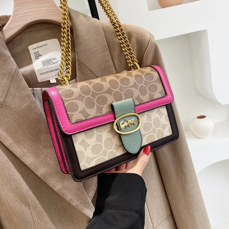 Bolso cruzado de alta gama con contraste de Color para mujer, bolso de hombro pequeño y versátil de diseñador de lujo ligero a la moda