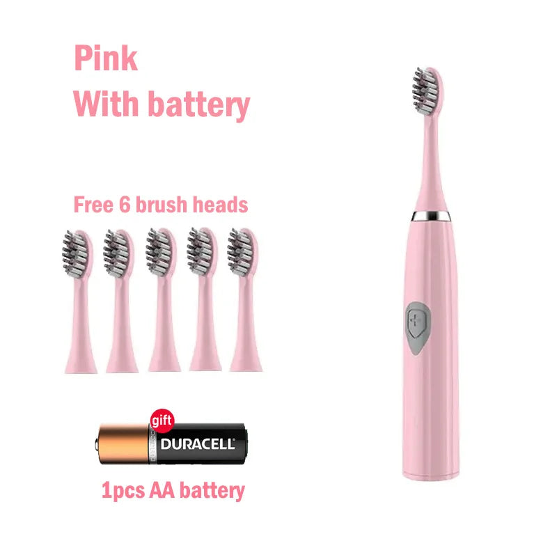 Cepillo de dientes eléctrico para adultos, cerdas suaves DuPont, batería portátil, IPX7, resistente al agua, inteligente, eficaz, cuidado bucal