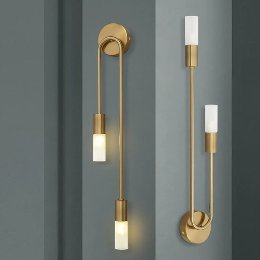 Lámpara de Pared LED Moderna Dorada, Estilo Nórdico, Larga y Rectangular, para Sala de Estar, Dormitorio, Baño, Pasillo, Decoración Interior