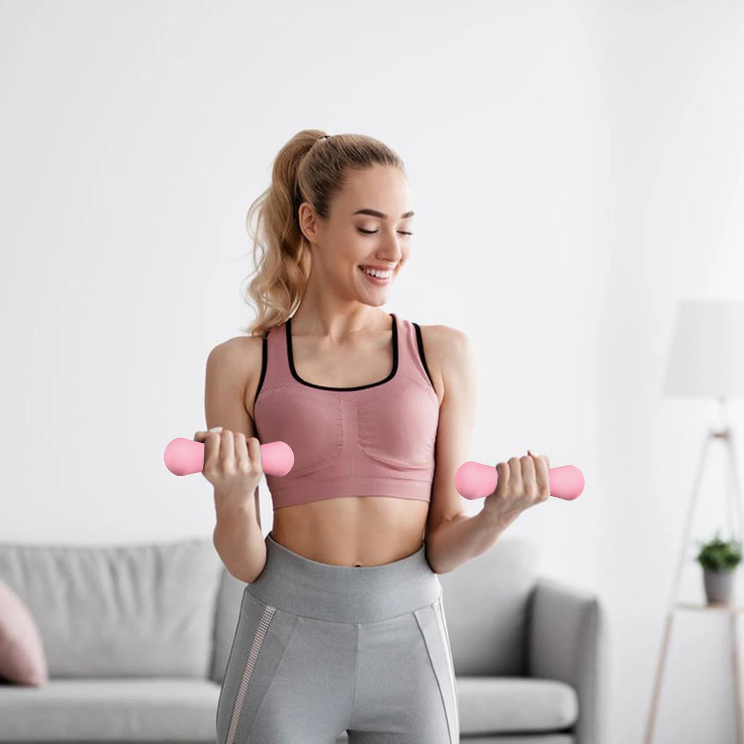 Mancuerna de entrenamiento en casa con revestimiento antideslizante para gimnasio en casa para entrenamiento de fuerza de mujeres