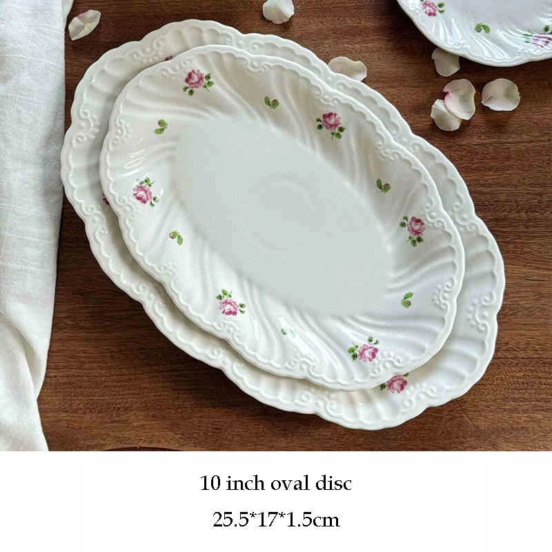 Juego de platos de cerámica, taza de café, platillo, hermoso vajilla, plato de postre de rosa Vintage, platos de cena, regalo, taza de té, suministros de cocina