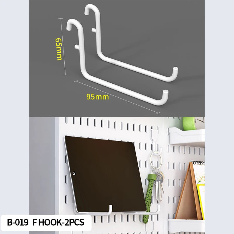 Kit organizador de pared combinado con tablero perforado DIY: paneles colgantes modulares, instalación sin perforaciones, ideal para exhibición de pared de habitaciones artesanales