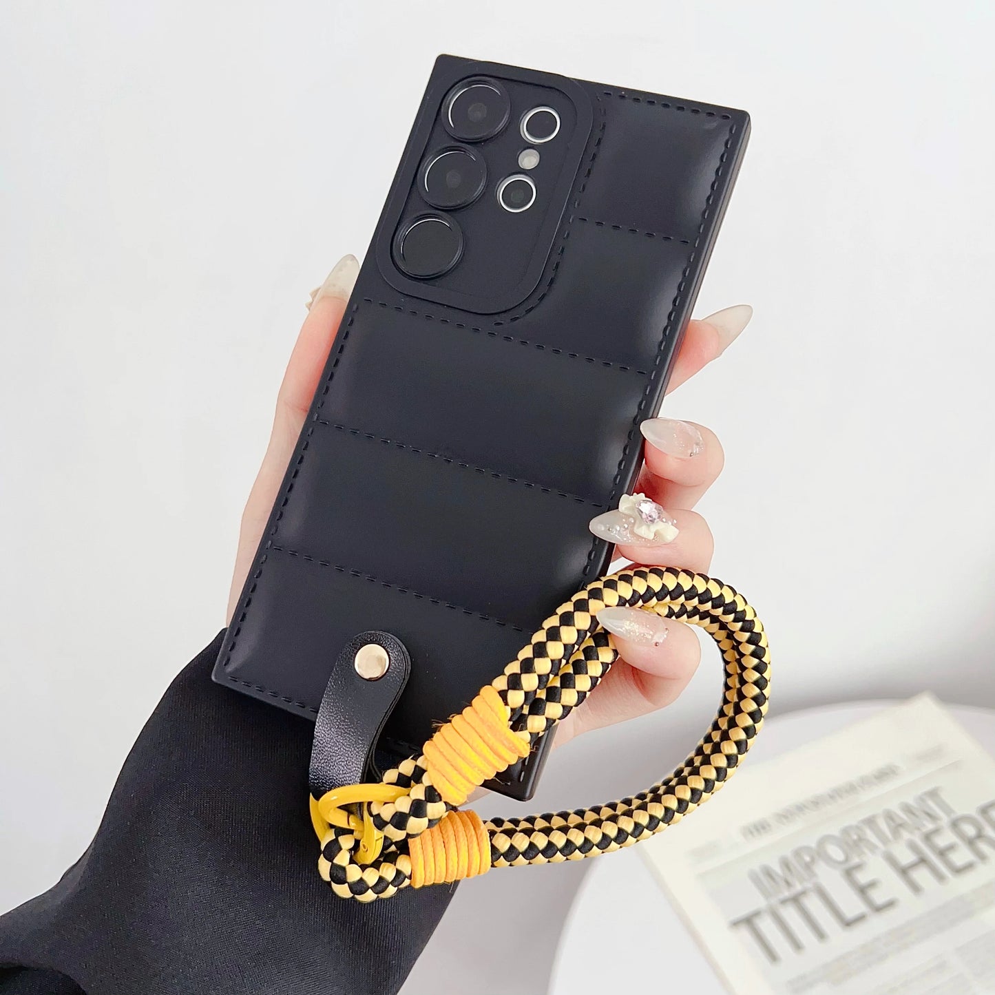 Funda de teléfono de TPU suave The Puffer para Samsung Galaxy S21 S22 S23 Plus Note 20 S24 Ultra S23FE correa de cadena para la muñeca carcasa trasera