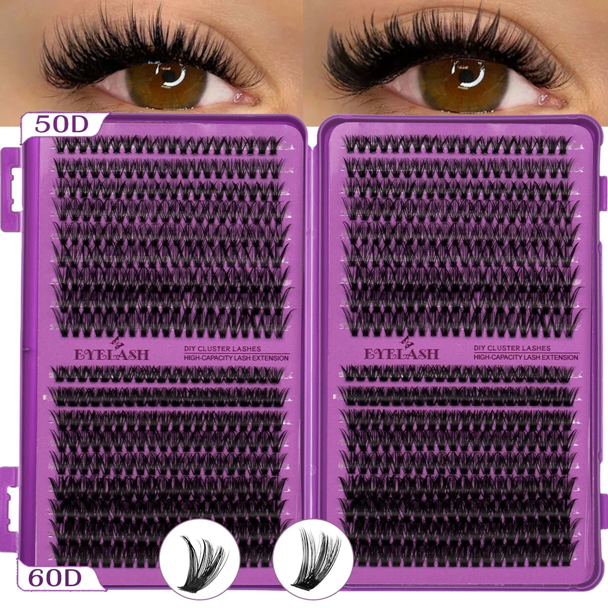 Extensiones de Pestañas Individuales con Curvatura D, Alta Capacidad, Densas, de 8-16 mm, Aptas para Diferentes Maquillajes, de Larga Duración