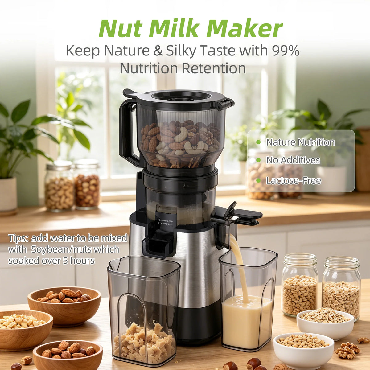 Extractor de Jugos Eléctrico Multifunción 3 en 1 BioloMix – Toma de Alimentación Ancha de 150 mm, Motor de 300 W con Pantalla Digital para Jugos Ricos en Nutrientes