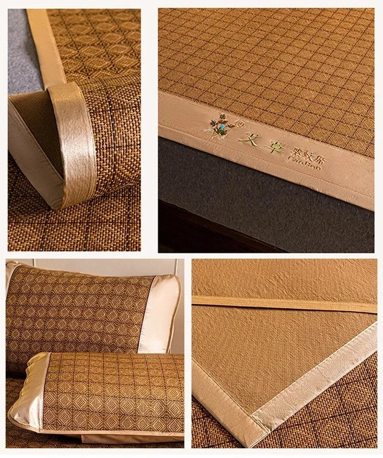 Colchoneta refrescante de seda helada para verano, de bambú natural plegable de doble cara, para camas de 1.5/1.8m, ideal para dormir sin ropa en el hogar o dormitorio.