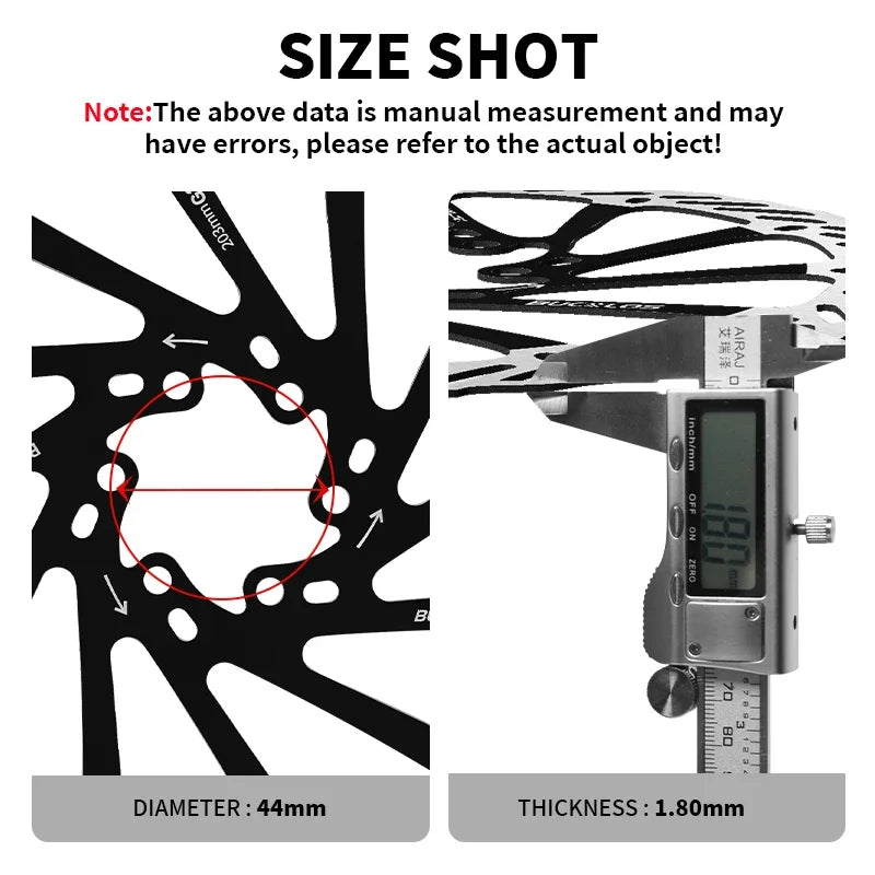 BUCKLOS-Rotor de freno de disco hidráulico ultraligero para bicicleta de montaña, disco de freno de bicicleta de carreras de carretera de montaña de 160/180/203mm con 6 pernos gratis