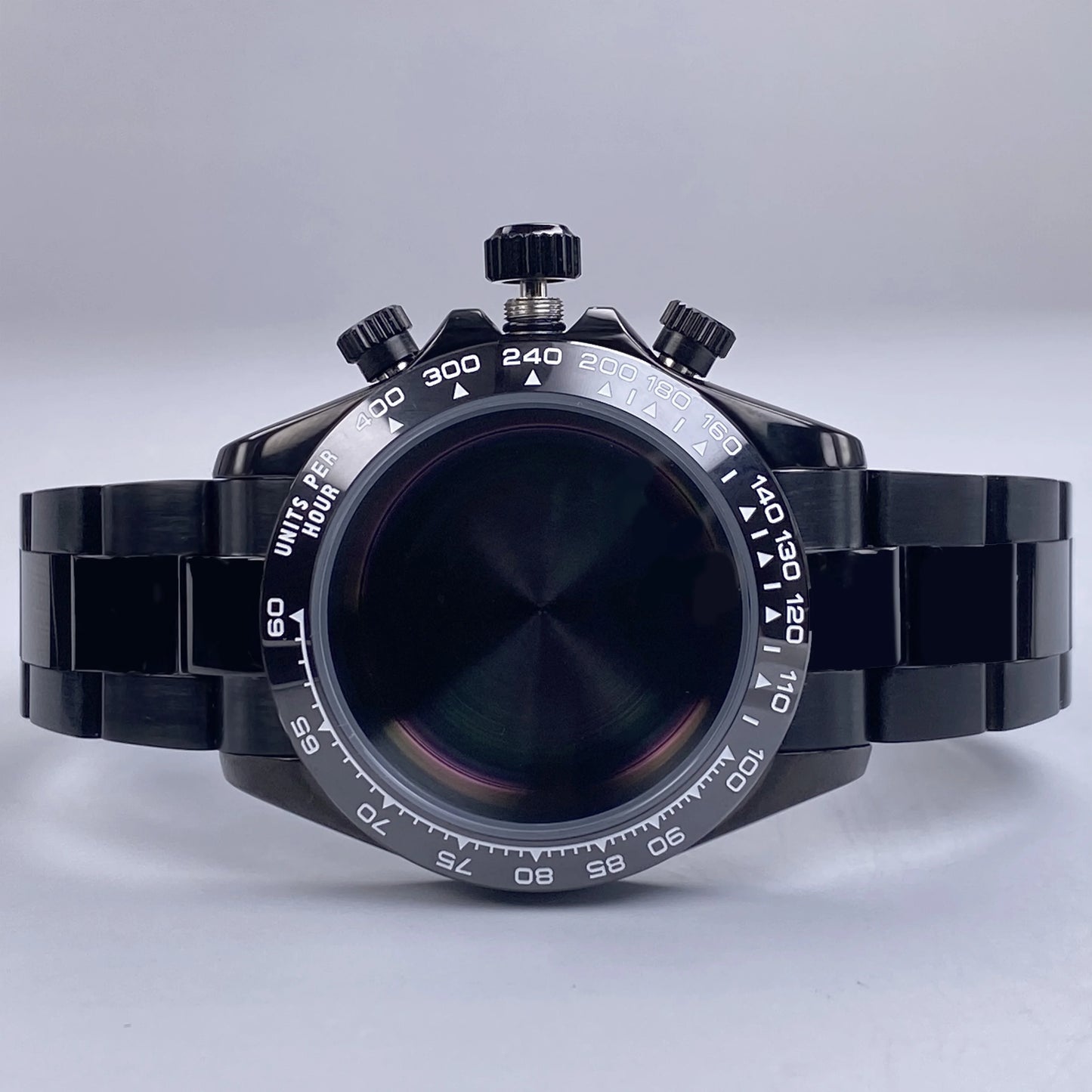 Caja VK63 Negra de 39 mm, Acero Inoxidable, Cristal de Zafiro Plano, Resistente al Agua, Compatible con Esferas de 29 mm-30 mm, Piezas de Caja para Reloj con Movimiento VK63