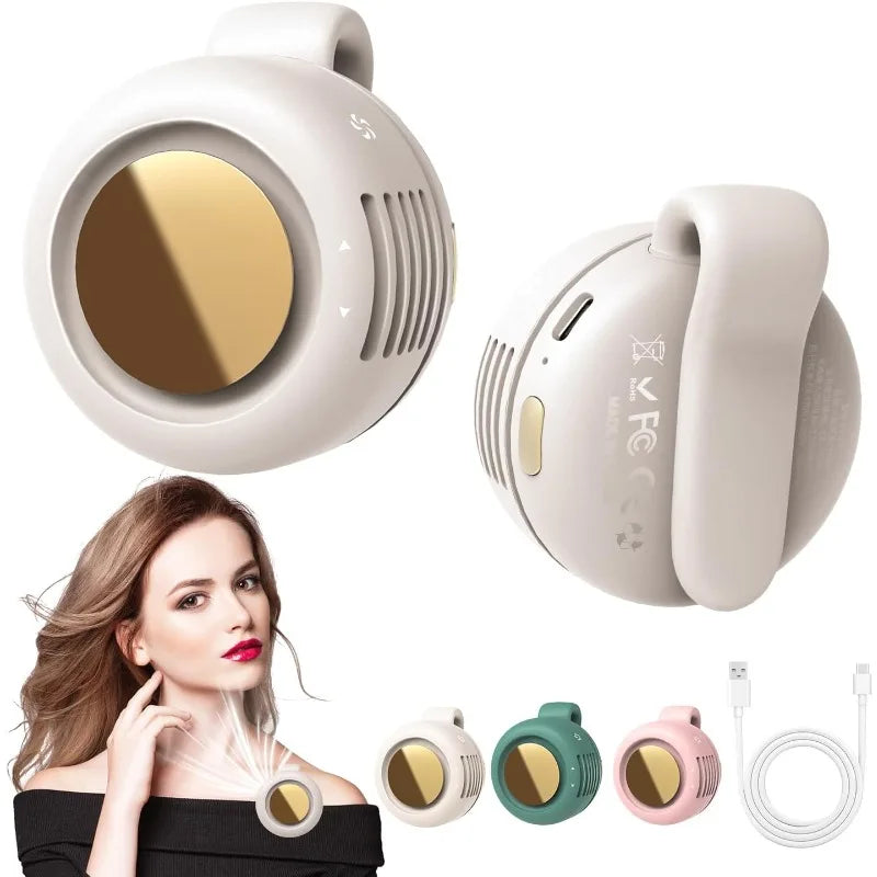 Mini ventilador eléctrico portátil silencioso sin aspas, pequeño ventilador con clip para cintura, mini ventilador sin aspas ajustable de 3 velocidades para exteriores, NUEVO