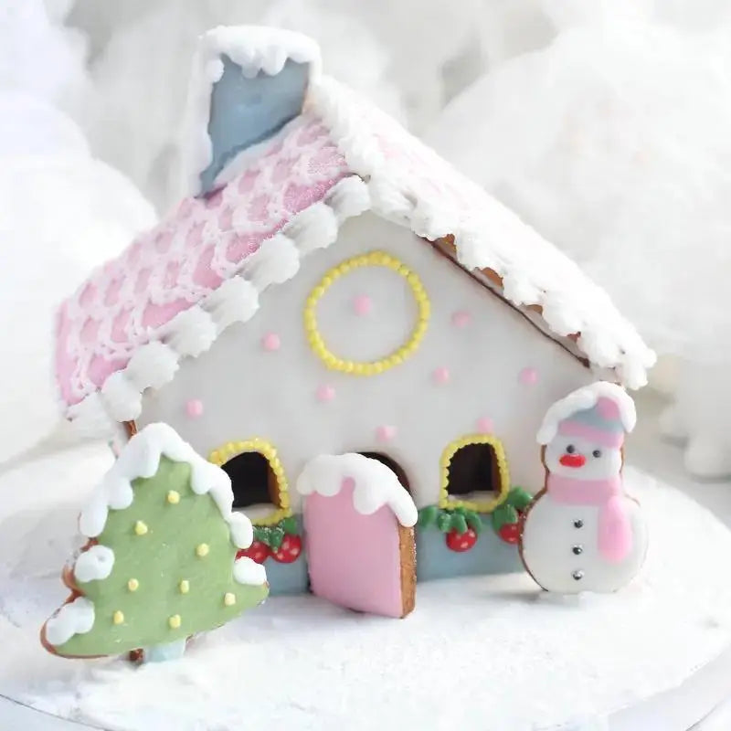 Molde de casa de jengibre de Navidad 3D, juego de cortadores de galletas de plástico, molde para galletas DIY, pastel de pastelería, sello, herramientas para hornear, accesorios