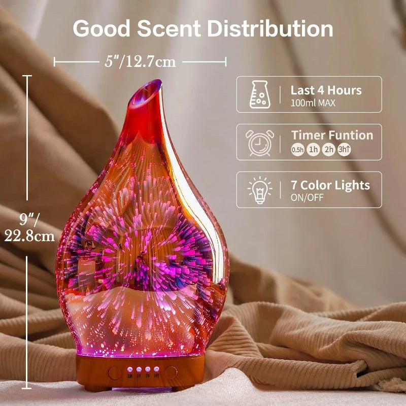 Difusor de aceites esenciales, humidificador ultrasónico de aromaterapia 3D, ajuste de temporizador de apagado automático, decoración de Aroma para regalo de oficina en casa