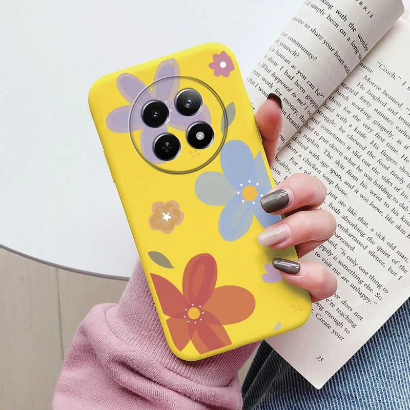 Funda para Realme 12 4G 12 + 13 + Plus 13 Pro + Plus 5G bonita funda trasera con forma de corazón y flor de silicona suave mate Fundas protectoras de dibujos animados