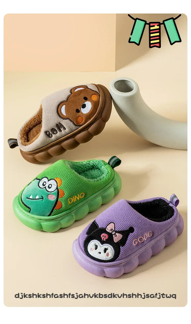 Otoño Invierno niños zapatillas de algodón niños pequeños interior antideslizante cálido Zapatilla de casa niños niñas bebé lindo zapatos de felpa de dibujos animados