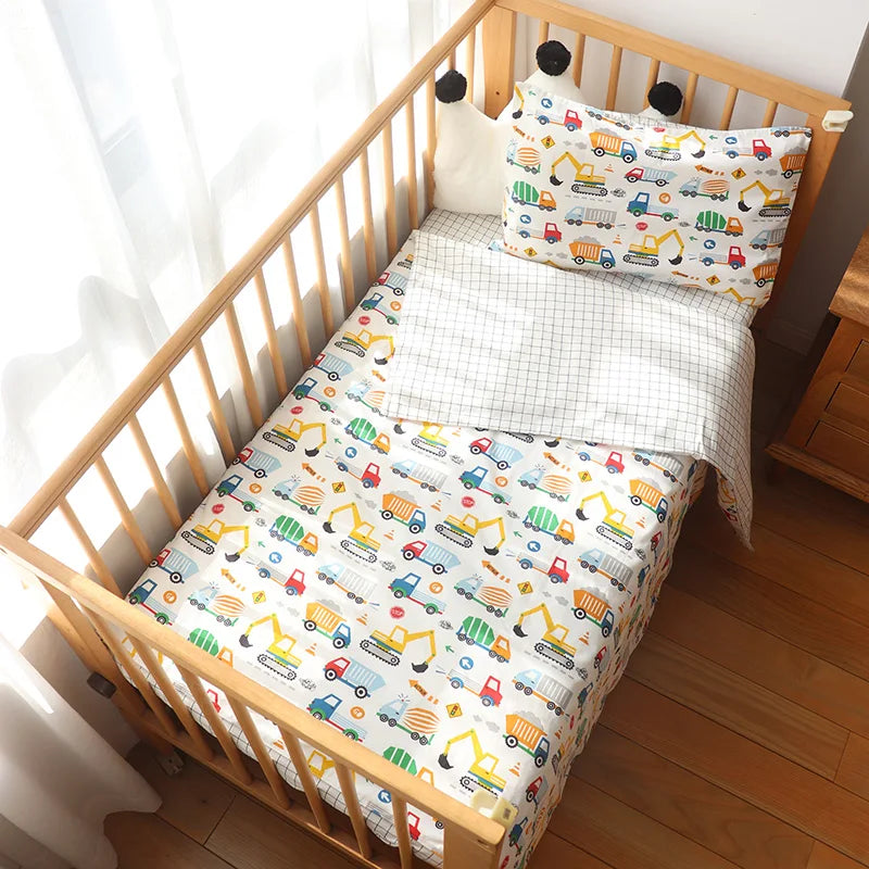 Juego de cama para cuna de bebé, ropa de cama de algodón, kit de cuna para niño y niña, incluye funda de almohada, funda nórdica, decoración para habitación de niños, 3 uds.