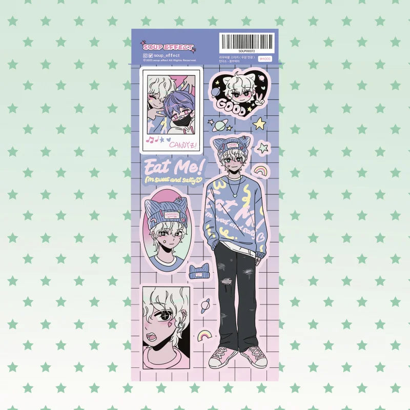 Pegatinas de dibujos animados coreanos, pegatinas de personajes de chica dulce y bonita, manual, diario, cuaderno, planificador, álbum de recortes, pegatina decorativa DIY