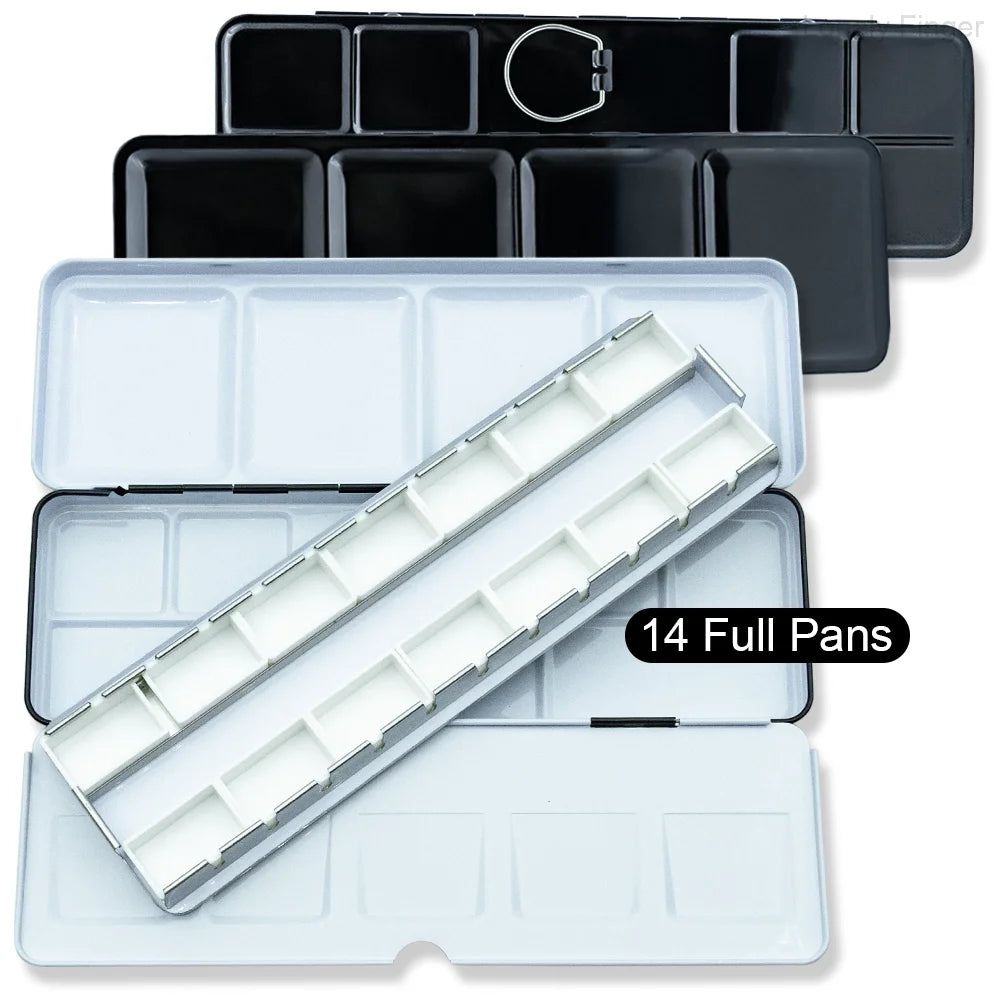 Caja de paleta de estaño de acuarela de Metal vacía con 14/26/52 Uds. Medias sartenes de acuarela vacías desmontables para paleta de acuarelas de viaje DIY