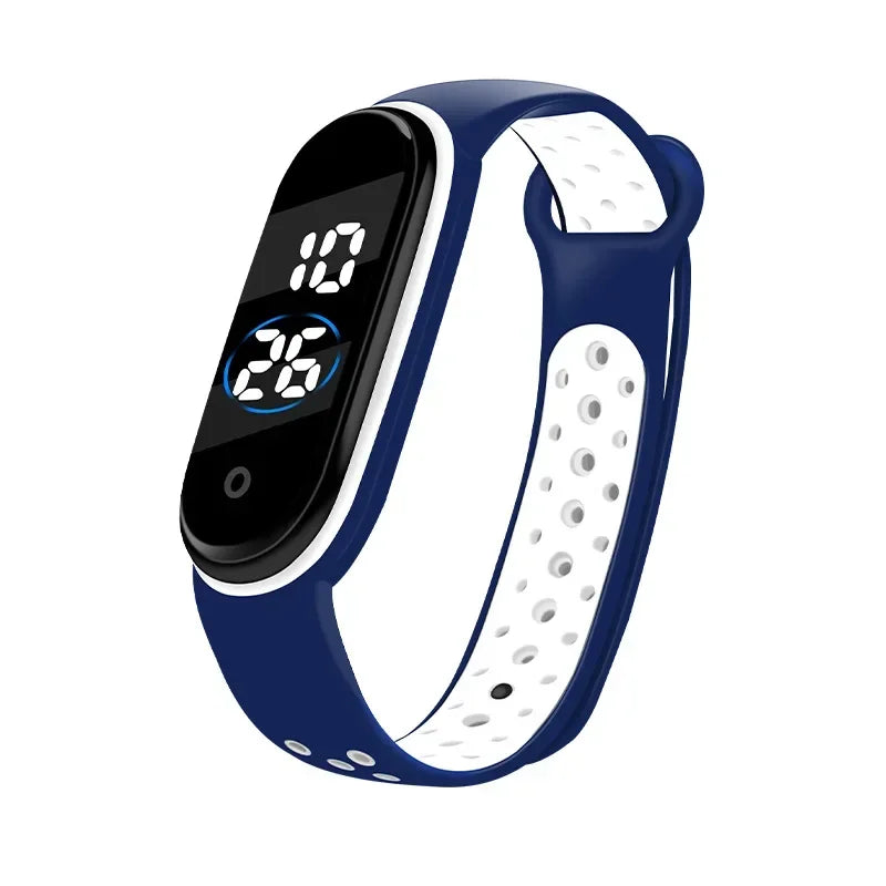Reloj deportivo resistente al agua para niños, reloj Digital LED con pantalla táctil inteligente, correa de silicona de dos tonos, reloj para hombres y mujeres, reloj para estudiantes