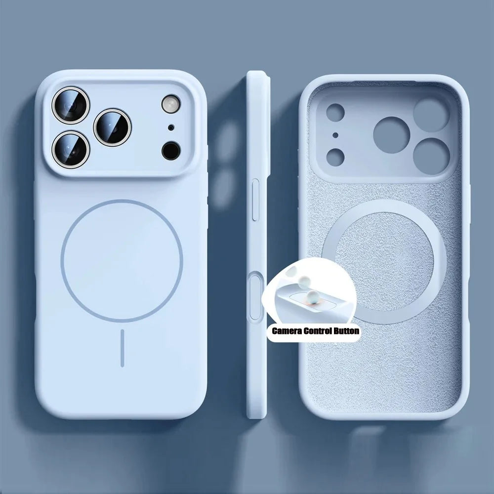 Nueva funda magnética de silicona líquida para iPhone 17 16 15 14 13 12 Pro Max 16 Plus Air fundas suave Original para iPhone 17 16 Pro Max funda para iphone 17 pro max