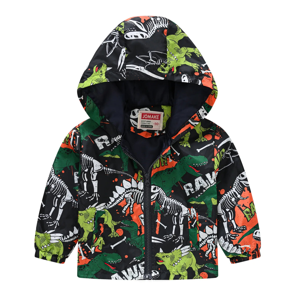 Chaqueta impermeable con capucha para niños y niñas, cortavientos con cremallera y estampado de dinosaurio de dibujos animados, a la moda, novedad