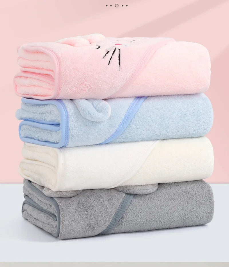 Toallas de Baño para Bebés con Diseño de Animales de Dibujos Animados, Toalla con Capucha Suave para Recién Nacidos, Bata de Baño para Niños Pequeños, Envoltura Cálida para Dormir para Niños y Niñas