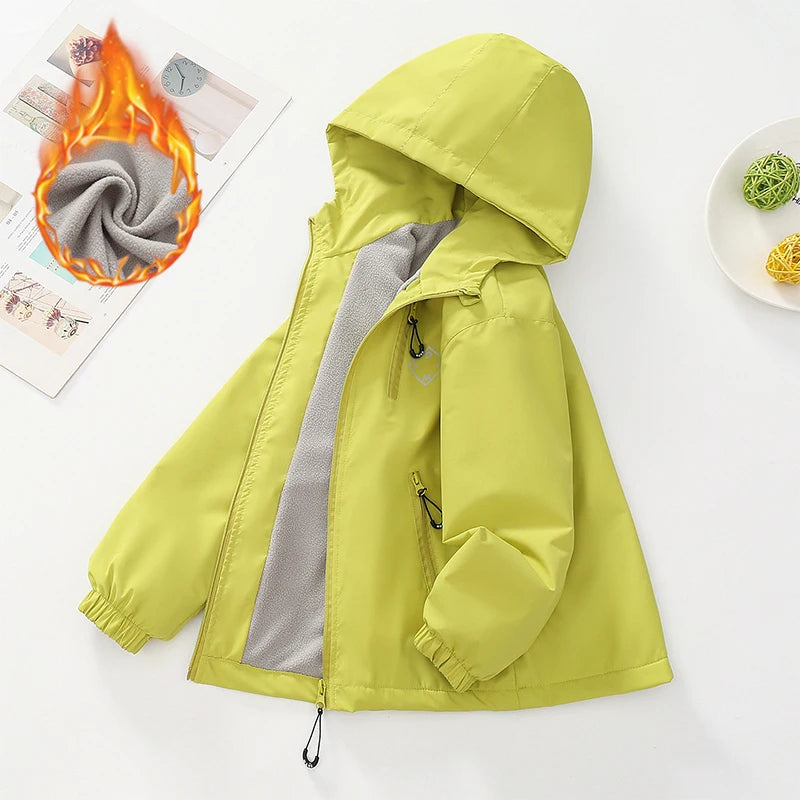 Otoño Invierno chaqueta para niños adolescentes de lana gruesa a prueba de viento cálido abrigo deportivo con capucha para niños de 4 a 14 años ropa de abrigo para niños Top