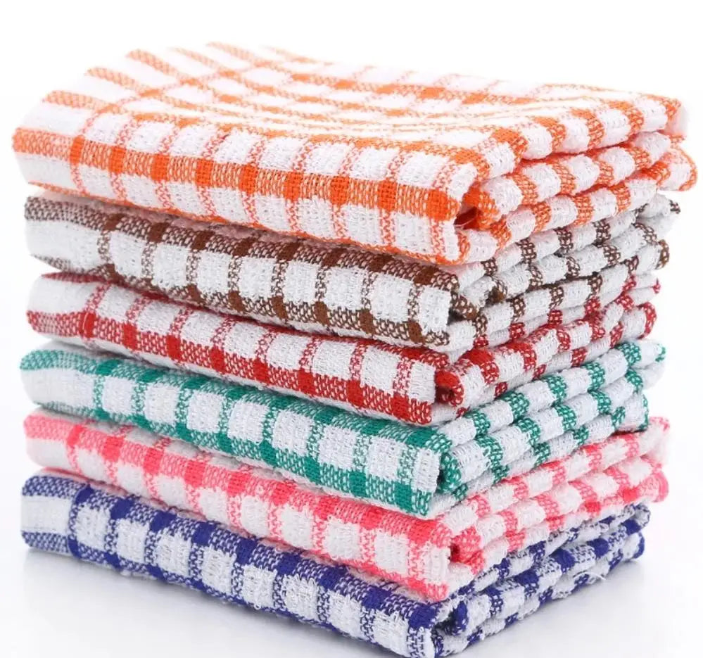 Toallas de cocina de algodón, 6 uds., absorbentes, sin pelusa, Catering, restaurante, paños para platos, paño de limpieza, toalla de limpieza de cocina