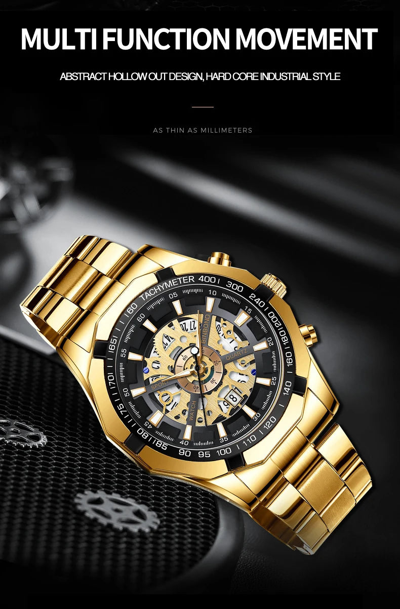 Relojes BINBONG de negocios para Hombre, Reloj de cuarzo luminoso con calendario resistente al agua para Hombre, Reloj de acero inoxidable para Hombre