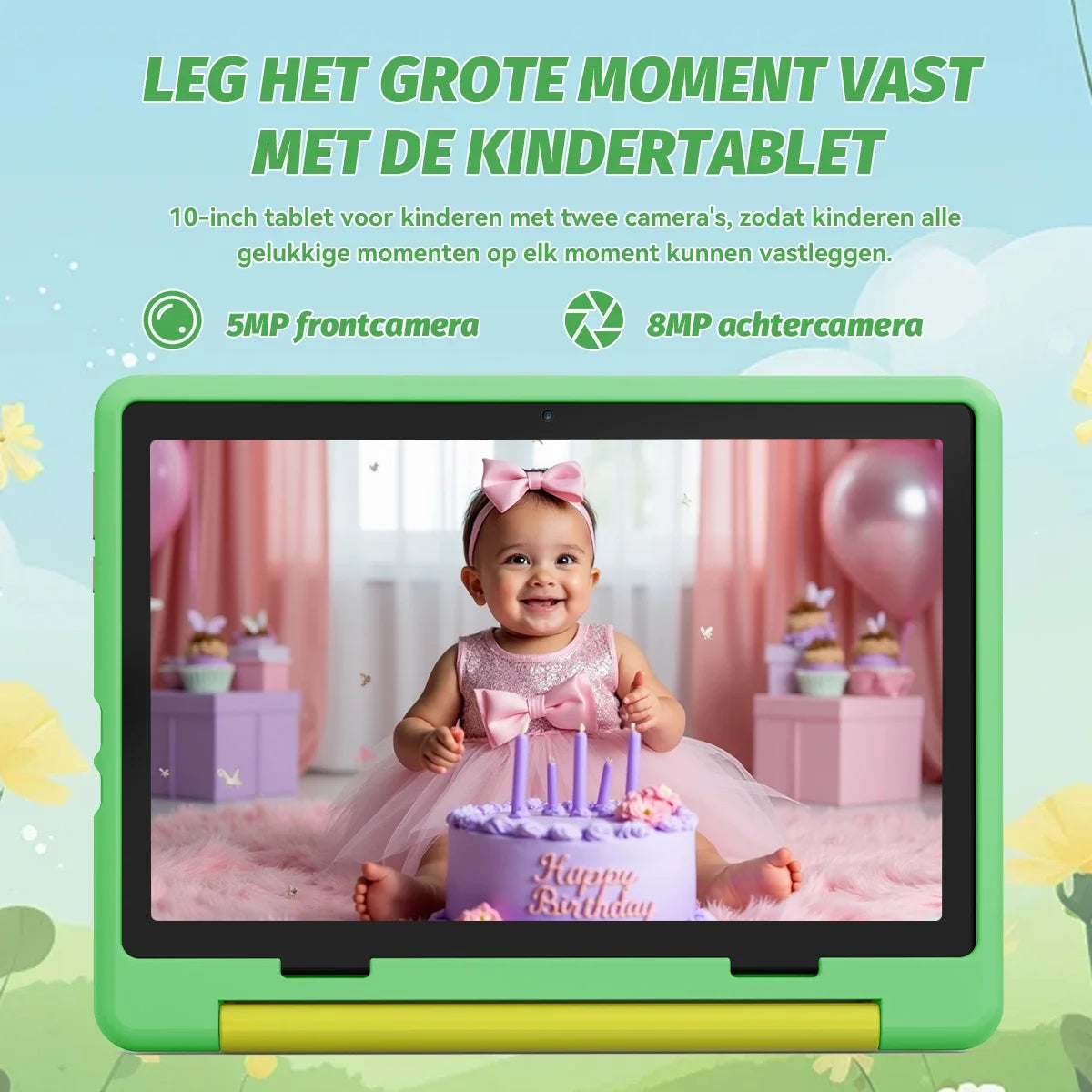 Tablet Infantil de 10 Pulgadas, Android 15, 20GB de RAM, 64GB de ROM, Expandible a 128GB, 5000mAh, 8 Núcleos, WiFi, Bluetooth, Regalo para Niños, Software KIDOZ