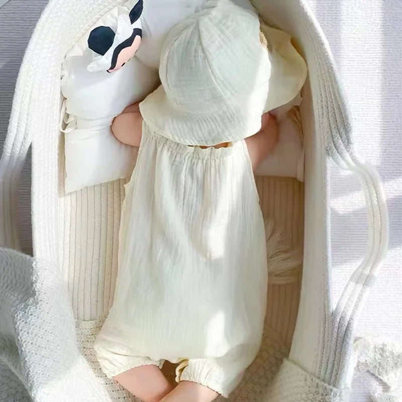 Mono de muselina para bebé, abrigo, sombrero, oso, conjunto de ropa de verano para bebé, abrigo para niño, pelele, traje blanco para niño pequeño, ropa infantil 0-3T, 3 uds.