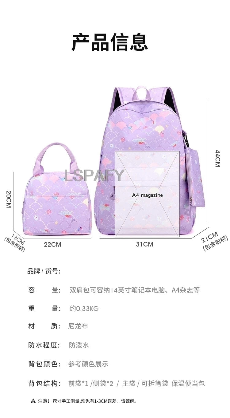 Juego de 3 mochilas My Little Pony para niños, mochila escolar para niñas, mochila escolar para adolescentes, mochila arcoíris para mujeres