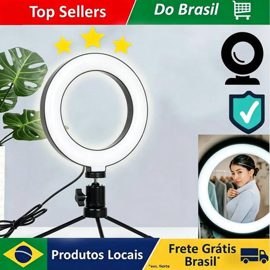 Aro de Luz LED para Escritorio de 16 cm, Regulable, con Soporte de Trípode, Ángulo Ajustable, Interfaz USB para Video, Transmisión en Vivo y Maquillaje