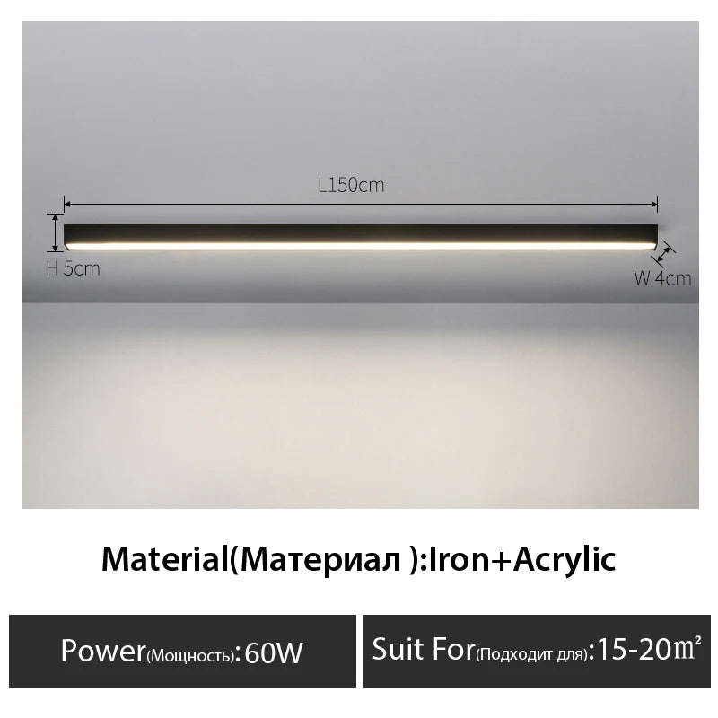 Luces de techo para balcón, lámpara LED de tira larga para pasillo, dormitorio, comedor, sala de estar, guardarropa, lámpara de techo, decoración de cocina de isla