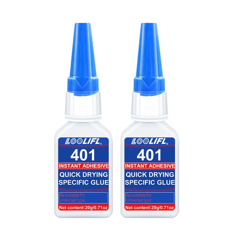 El nuevo y actualizado 401 Superhydroacrilato pegamento, 5 segundos de secado instantáneo, impermeable, buena estabilidad, herramienta de unión completa. Adecuado para madera, plástico, cerámica, metal, caucho, etc.
